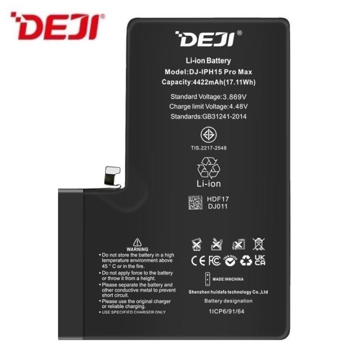 DEJI BATTERIA DE GRANDE CAPACITA (4770 mAh) PER APPLE IPHONE 15 PRO M.