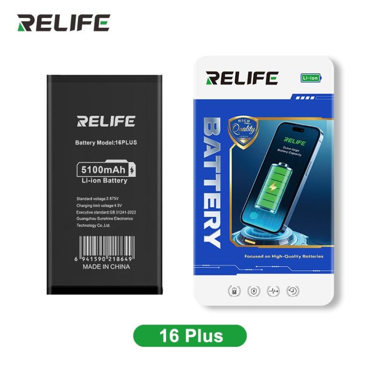 RELIFE BATTERIA DE GRANDE CAPACITA (5100 mAh) PER APPLE IPHONE 16 PLU.