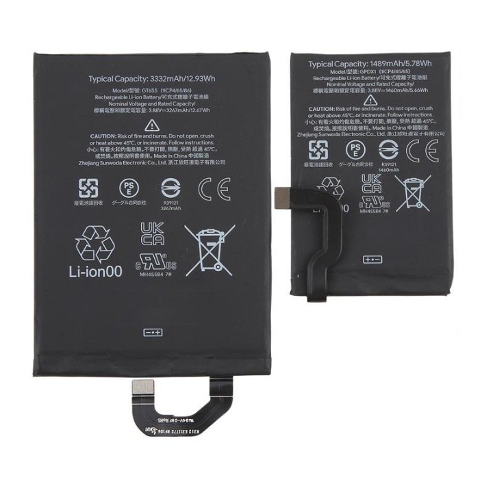 BATTERIA GT6SS GPDX1 SET 2 PEZZI PER GOOGLE PIXEL FOLD (G9FPL) ORIGIN.