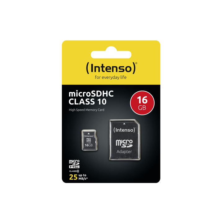 INTENSO MICRO SDHC 16GB CLASSE 10 + ADATTATORE SD