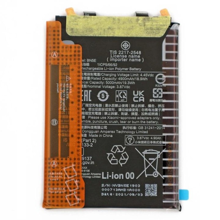 BATTERIA BN5E PER XIAOMI REDMI NOTE 11 PRO 5G (21091116I 2201116SG) /.