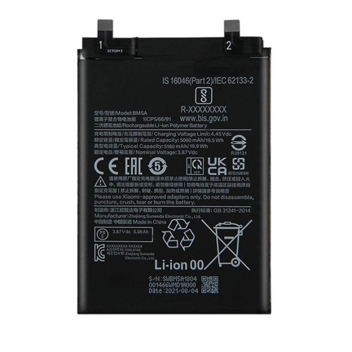BATTERIA BM5A PER XIAOMI REDMI NOTE 11 PRO 5G (21091116I 2201116SG) O.