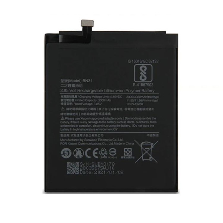 BATTERIA ORIGINALE BN31 PER XIAOMI MI 5X / MI A1 / REDMI NOTE 5A / RE.