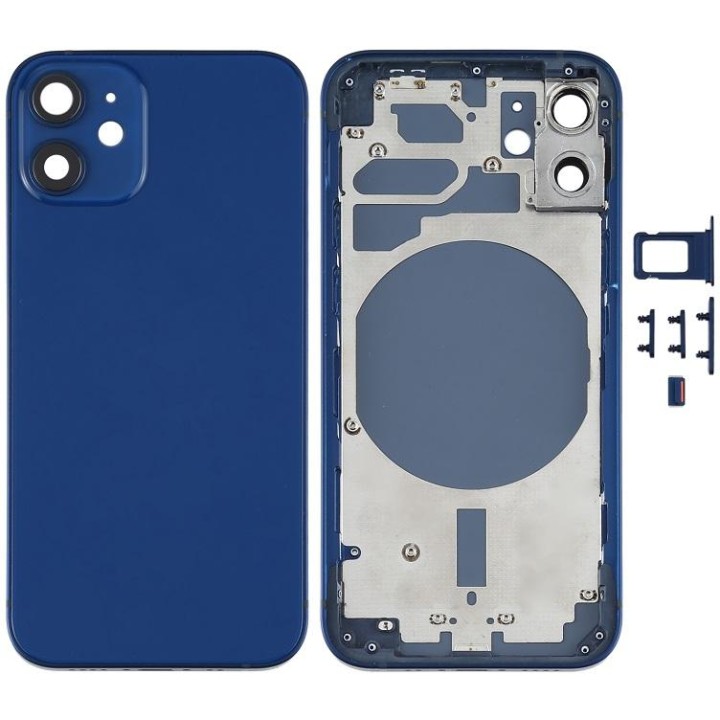 COVER POSTERIORE PER APPLE IPHONE 12 MINI 5.4 BLU MATERIALE ORIGINALE.