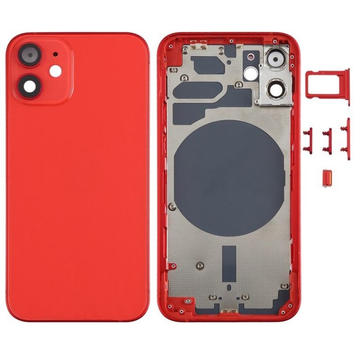 COVER POSTERIORE PER APPLE IPHONE 12 MINI 5.4 ROSSO MATERIALE ORIGINA.