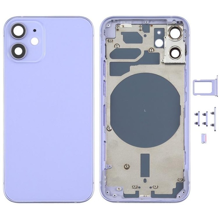 COVER POSTERIORE PER APPLE IPHONE 12 MINI 5.4 VIOLA MATERIALE ORIGINA.