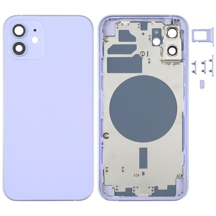 COVER POSTERIORE PER APPLE IPHONE 12 6.1 VIOLA MATERIALE ORIGINALE (S.