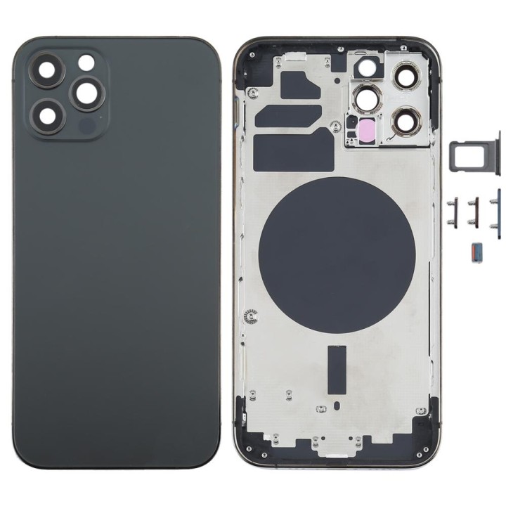 COVER POSTERIORE PER APPLE IPHONE 12 PRO 6.1 NERO MATERIALE ORIGINALE.