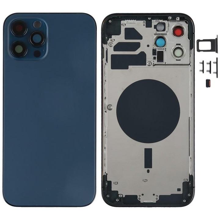 COVER POSTERIORE PER APPLE IPHONE 12 PRO MAX 6.7 BLU MATERIALE ORIGIN.