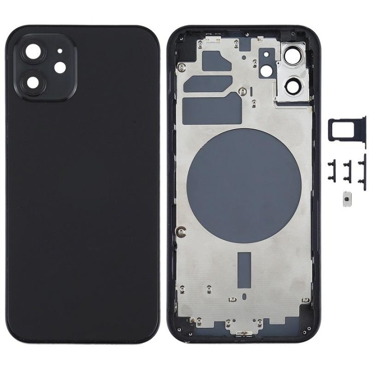 COVER POSTERIORE PER APPLE IPHONE 12 6.1 NERO MATERIALE ORIGINALE (SE.