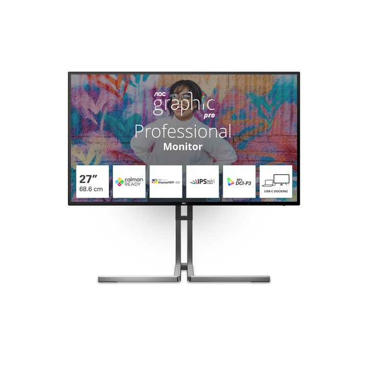 AOC MONITOR 27 IPS 16:9 QHD 4MS 350 CDM, USB-C, PIVOT, DP/2HDMI, GRAP.