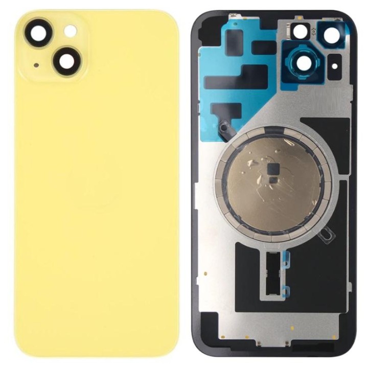 COVER POSTERIORE DI VETRO CON SUPPORTO PER APPLE IPHONE 14 6.1 GIALLO.
