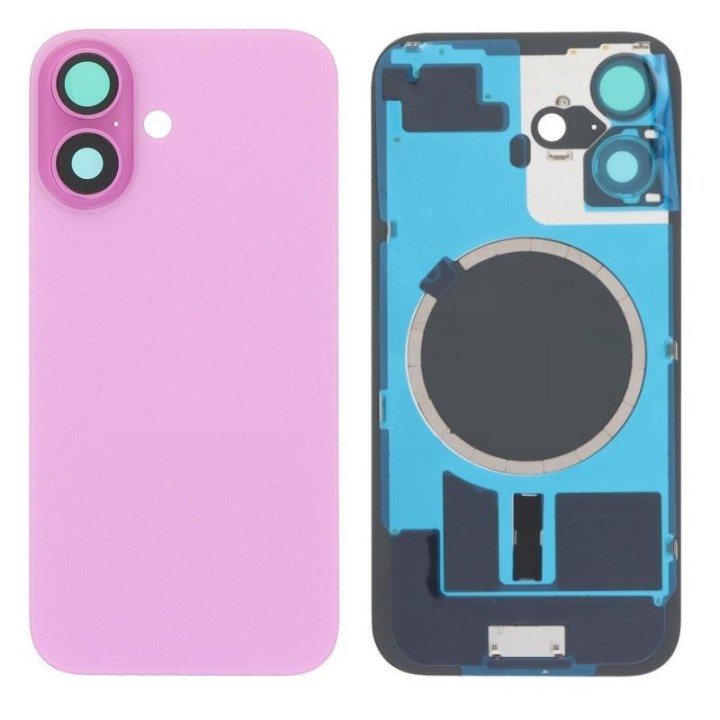 COVER POSTERIORE DI VETRO CON SUPPORTO PER APPLE IPHONE 16 6.1 ROSA (.