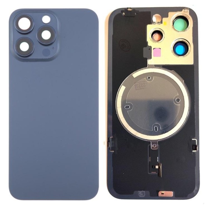 COVER POSTERIORE DI VETRO CON SUPPORTO PER APPLE IPHONE 15 PRO 6.1 BL.