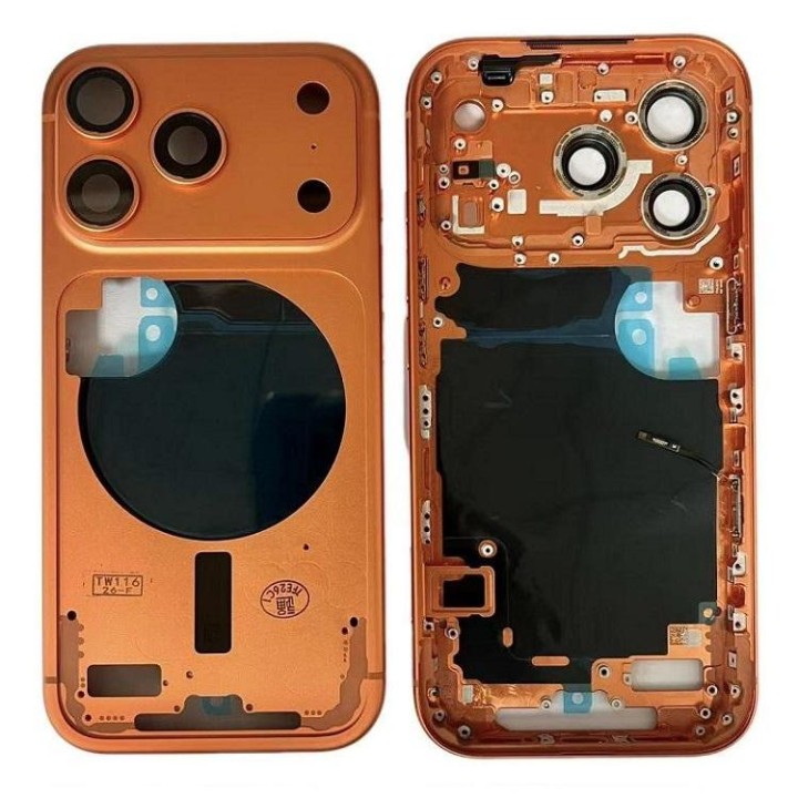 COVER CENTRALE A PER APPLE IPHONE 17 PRO 6.3 ARANCIA MATERIALE ORIGIN.