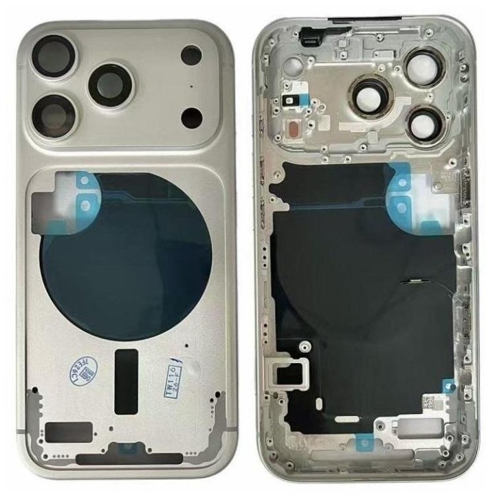 COVER CENTRALE A PER APPLE IPHONE 17 PRO 6.3 ARGENTO MATERIALE ORIGIN.