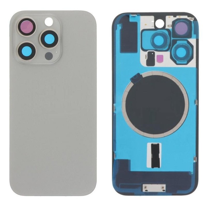 COVER POSTERIORE DI VETRO CON SUPPORTO PER APPLE IPHONE 16 PRO 6.3 TI.
