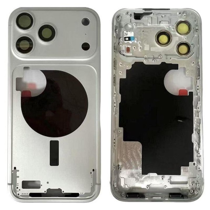 COVER CENTRALE A PER APPLE IPHONE 17 PRO MAX 6.9 ARGENTO MATERIALE OR.