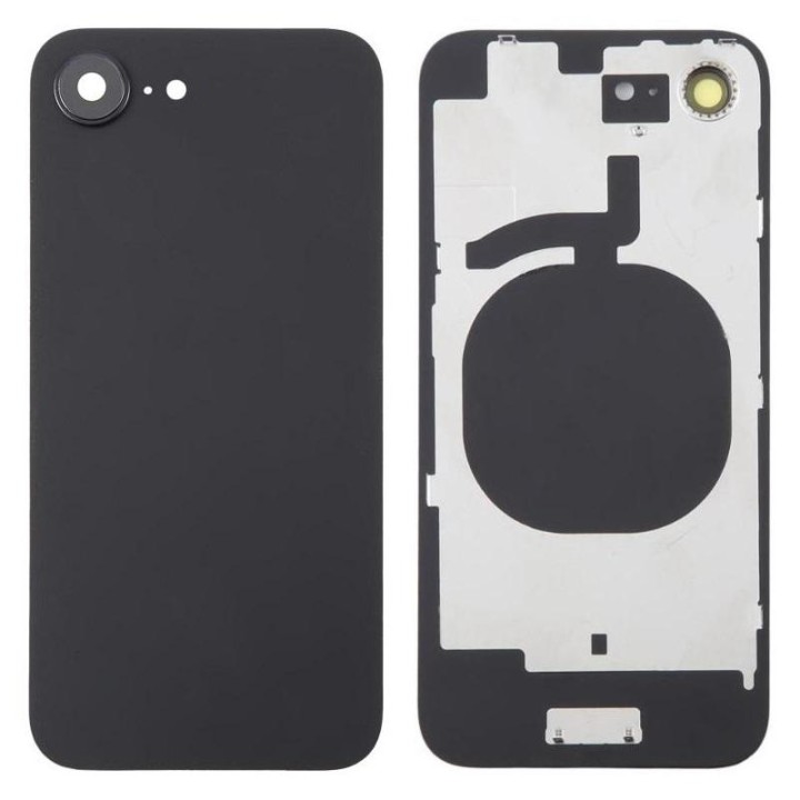 COVER POSTERIORE DI VETRO CON SUPPORTO PER APPLE IPHONE 16E 6.1 NERO..
