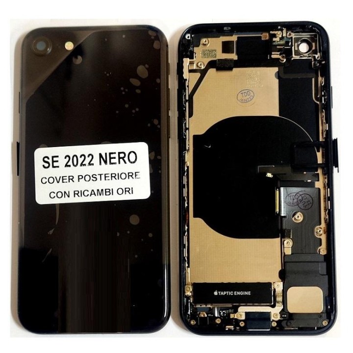 COVER POSTERIORE CON RICAMBI PER APPLE IPHONE SE 2022 4.7 NERO MATERI.