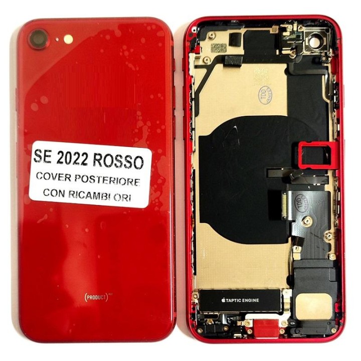 COVER POSTERIORE CON RICAMBI PER APPLE IPHONE SE 2022 4.7 ROSSO MATER.