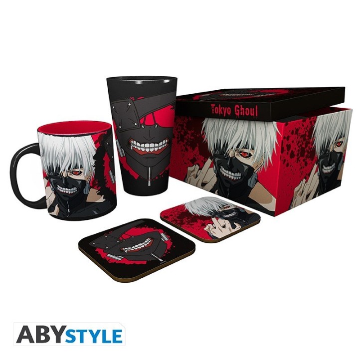 ABYSTYLE TOKYO GHOUL - Set Bicchiere XXL + Tazza + 2 Sottobicchieri: "Ken"