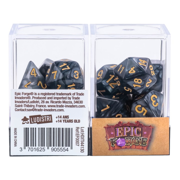 EPIC FORGE 7 dices pack - Pearly Black and Gold