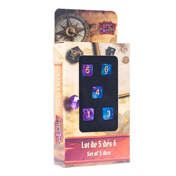 EPIC FORGE 5 dices pack- D6 16mm- Blue and purple