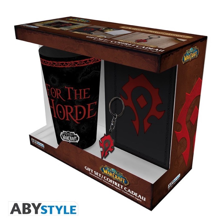 ABYSTYLE WORLD OF WARCRAFT: Set bicchiere 400ml + portachiavi + agenda A6 : "Horde"
