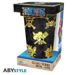 ABYSTYLE - ONE PIECE - Premium Large Glass - 400ml - Gold Skulls