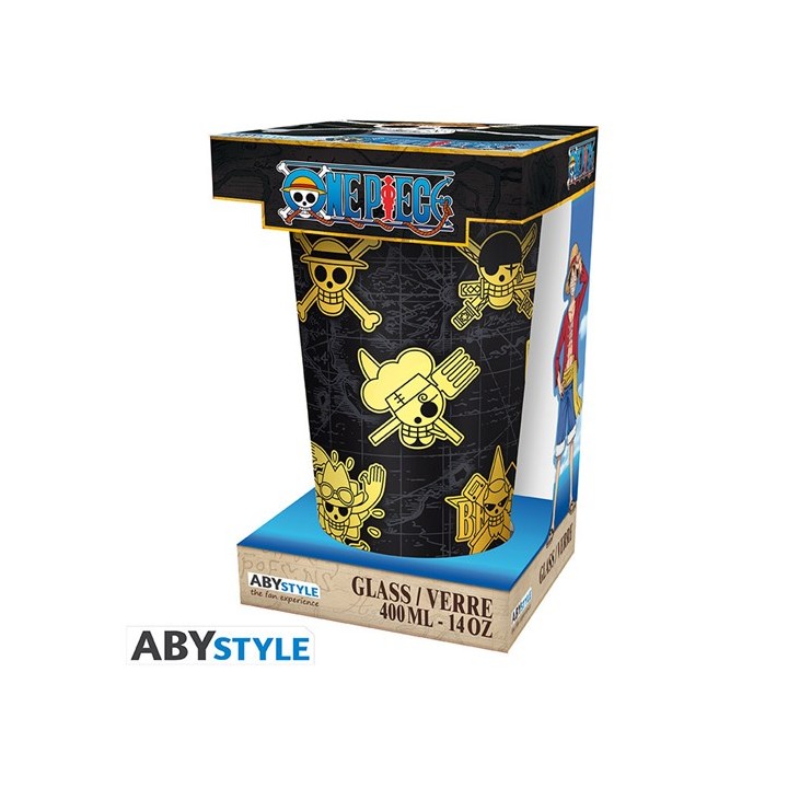 ABYSTYLE - ONE PIECE - Premium Large Glass - 400ml - Gold Skulls