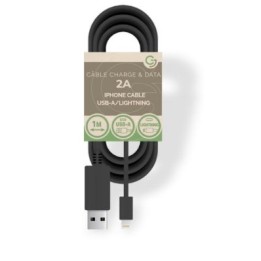 Cable charge/data USB iPhone 5V/2A - 1m - PACKAGE-FREE - Black