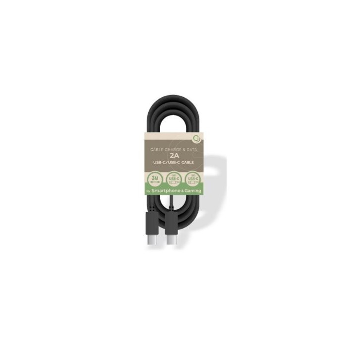 USB C/USB C Cable 5V/2A - 3m - PACKAGE-FREE - Black