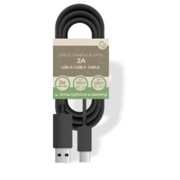 USB A/USB C Cable 5V/2A - 3m - PACKAGE-FREE - Black