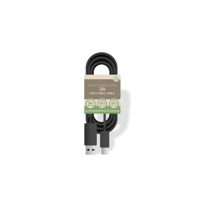 USB A/USB C Cable 5V/2A - 3m - PACKAGE-FREE - Black