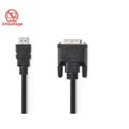 HDMI to DVI Cable - 2.0m - 24 + 1 Pin Male-Black- PACKAGE-FREE