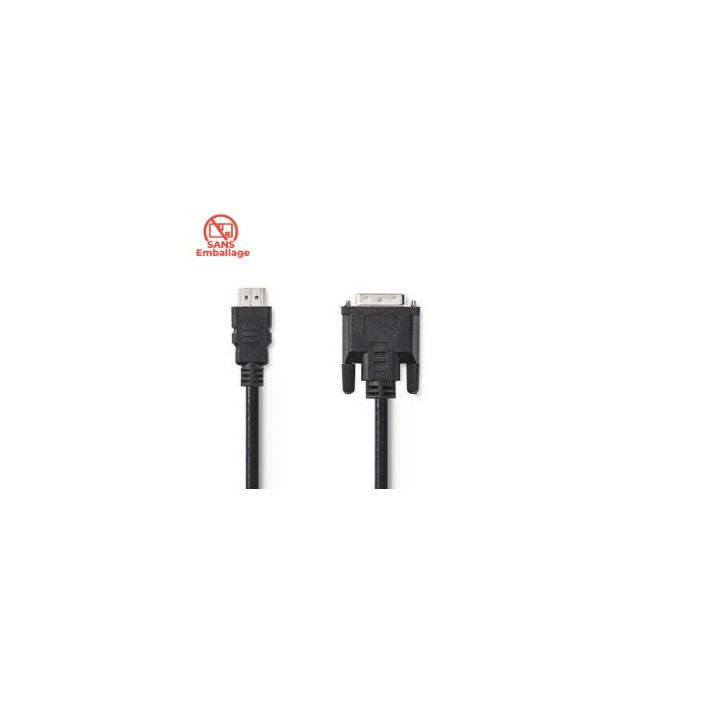 HDMI to DVI Cable - 2.0m - 24 + 1 Pin Male-Black- PACKAGE-FREE