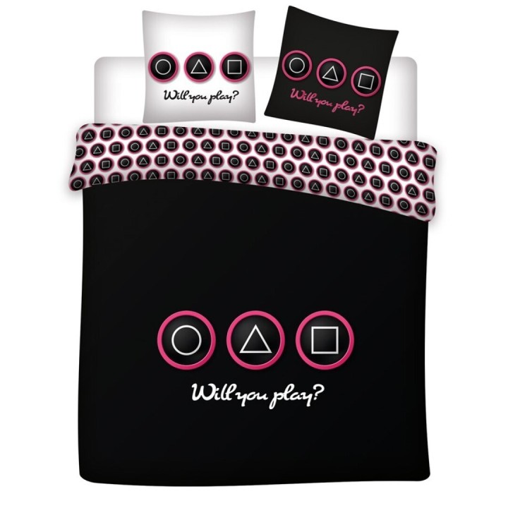 SQUID GAME: Copripiumino (240x220 cm) + Federe (2x65x65 cm): "Will you play?"