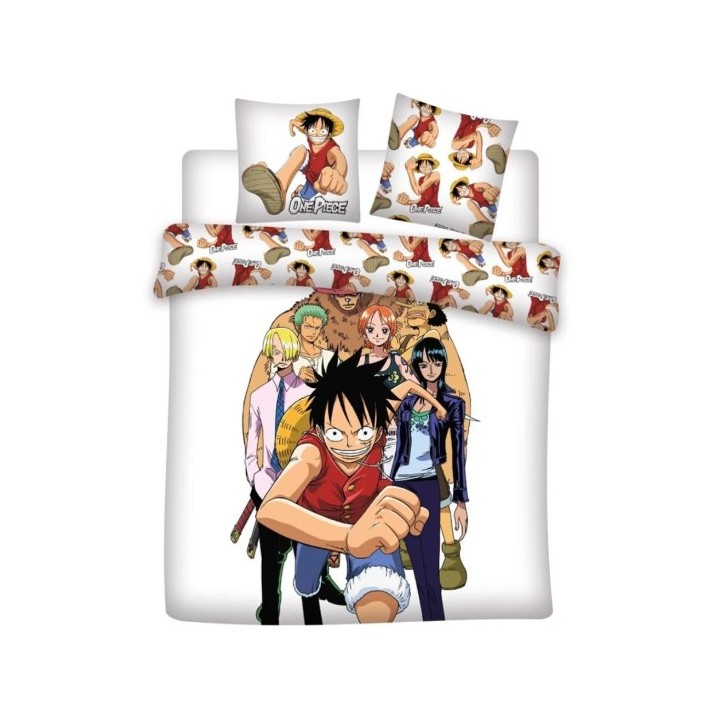 AyMax - ONE PIECE - Copripiumino (240x220cm) + Federe (2x65x65cm) : "Luffy Crew"