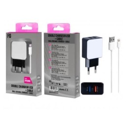Dual Charger USB 2 ports 2100Mah + Cable for iPhone 5/6/7/8/X iPhone Charger