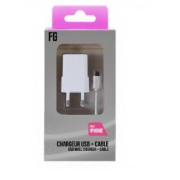 White iPhone cable + AC adapter 5/6/7/8/X 1A 1m white CA109