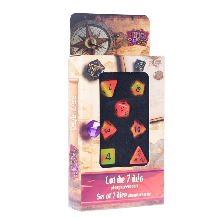 EPIC FORGE 7 dices pack - Orange+ Yellow- Glow in the dark
