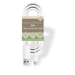 USB A/MicroUSB charge/data Cable 5V/2A- 1m - PACKAGE-FREE - White