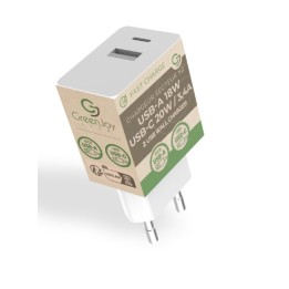 Quick charger 3,4A - Dual USB from PD and QC3.0- 18W - Bulk - White