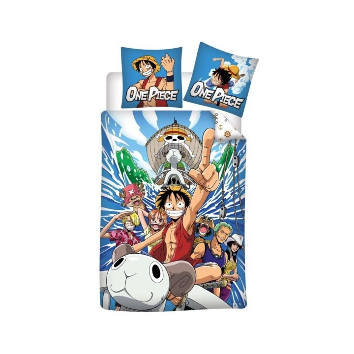 AyMax - ONE PIECE - Copripiumino (140x200cm) + Federe (65x65cm) : "Luffy's crew"