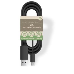 MicroUSB charge/data Cable 5V/2A- 3m - PACKAGE-FREE - Black