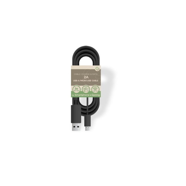 MicroUSB charge/data Cable 5V/2A- 3m - PACKAGE-FREE - Black