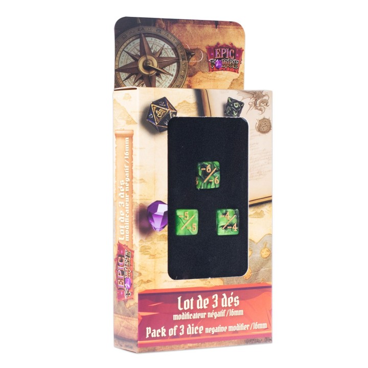 EPIC FORGE 3 Dices pack Counter Dice - (Green + black)