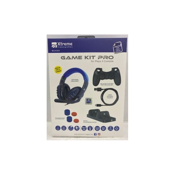 XTREME Game Kit Pro PS4 (cuffie+cavo+silicon cover+dual charging+thumb grip)