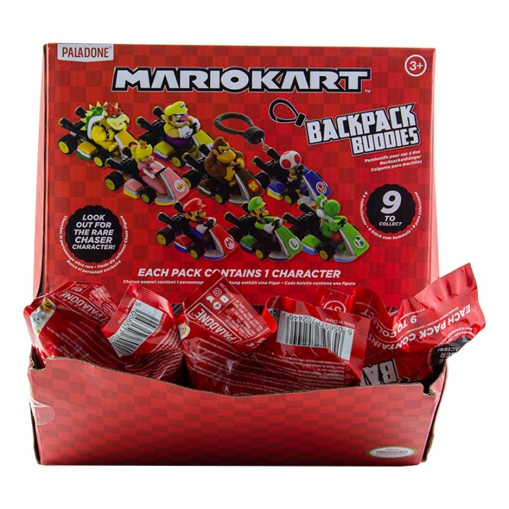 PALADONE NINTENDO SUPER MARIO KART VEICOLI PORTACHIAVI/CIONDOLO PER ZAINO BACKPACK BUDDIES DISPLAY (24 PEZZI)